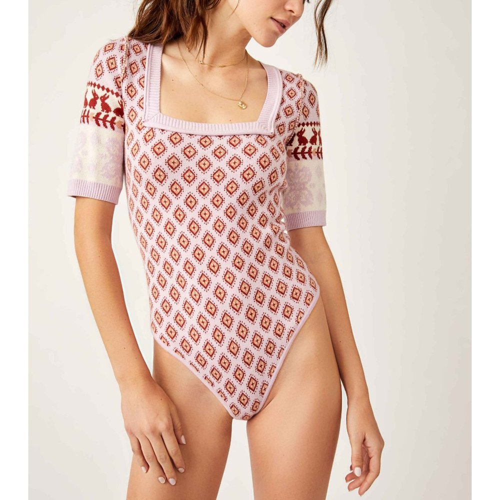 Free People Snow Bunny Bodysuit Candy Color Combo